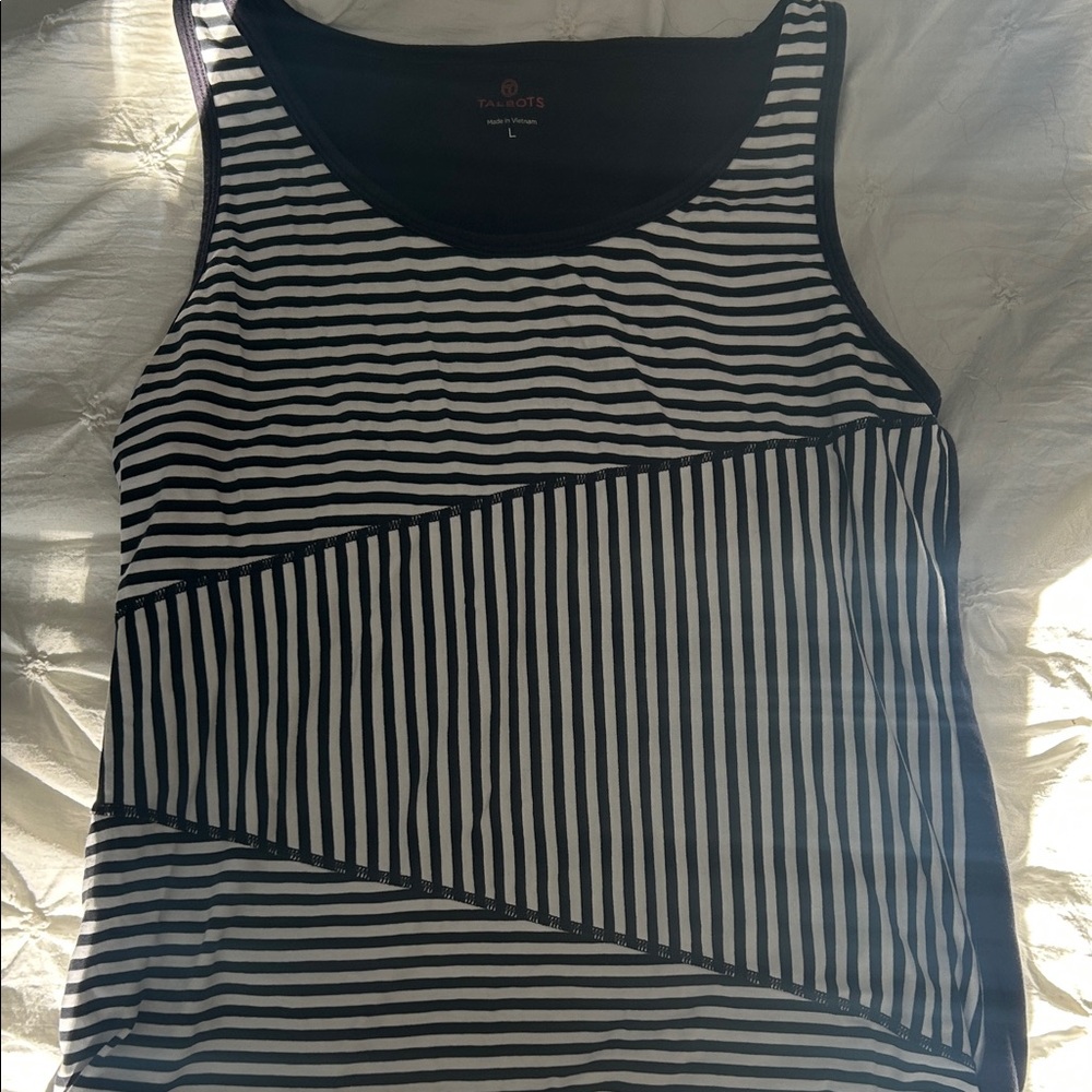 Striped Navy and White Tank Top